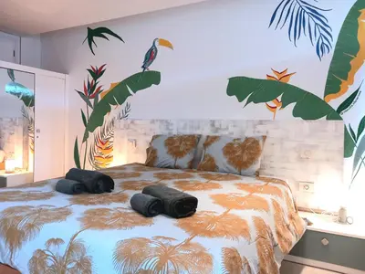 Cama o camas de una habitación en Tropical house near Beach&Yumbo