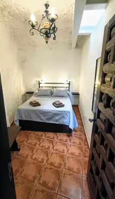 Cama o camas de una habitación en Casa Cueva Barranco Hondo
