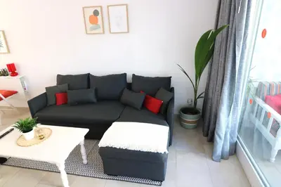 Zona de estar de Bungalow - Piscina climatizada - Playa del Inglés