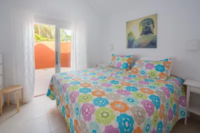 Cama o camas de una habitación en Bungalow Los Melocotones in Maspalomas - Playa del Ingles