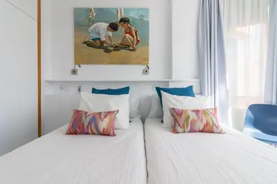 Cama o camas de una habitación en Over the Sea Los Lisos