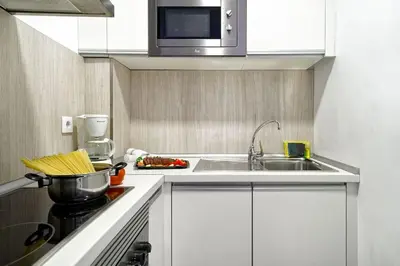 Una cocina o zona de cocina en Estudio con terraza vista mar