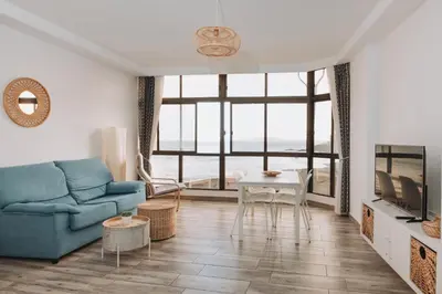 Zona de estar de Beachfront Apartment incl highspeed WIFI