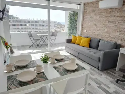 Zona de estar de Blue sky, apartamento vista oceano