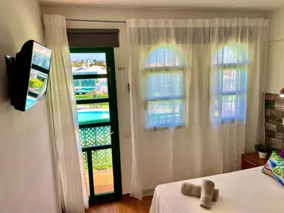 Cama o camas de una habitación en Bungalow Dunaflor Verde 5 by SunHousesCanarias