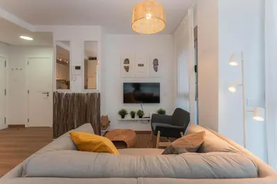 Una televisión o centro de entretenimiento en Sand View Canteras by Canarias Homelidays