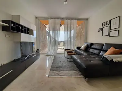 Zona de estar de Ocean Apartment Tauro, Fast WI-FI, Pool, Terrace