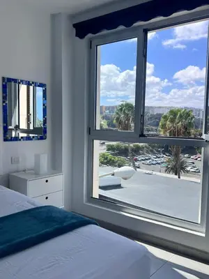 Cama o camas de una habitación en Apartamento con Terraza y Vistas