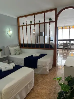 Cama o camas de una habitación en Apartamento-Estudio en la Playa