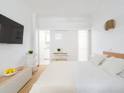 Cama o camas de una habitación en Precioso estudio en Las Canteras