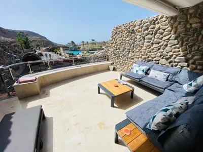 Zona de estar de Amazing Anfi Tauro duplex with private pool