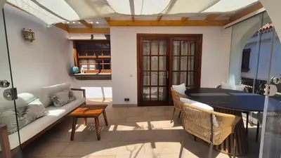 Zona de estar de Calm & Gardens in Bungalow Parque Golf, Maspalomas