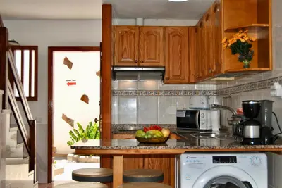 Una cocina o zona de cocina en Montecarlo 35&45 first row with air conditioning & WI-FI & sound insulation