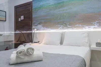 Cama o camas de una habitación en Home2Book Stylish Beach Escape, Las Canteras