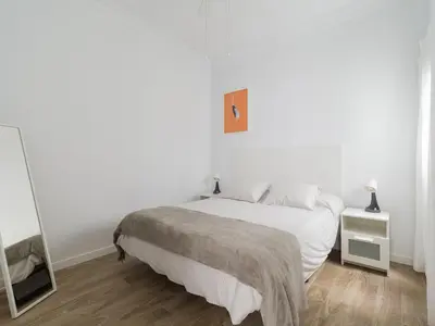 Cama o camas de una habitación en Cerca de la playa con azotea