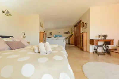 Cama o camas de una habitación en Villa con Piscina en la Playa