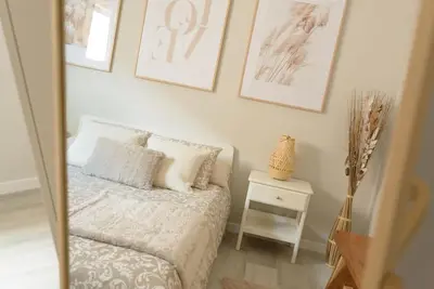 Cama o camas de una habitación en Villa con Piscina en la Playa