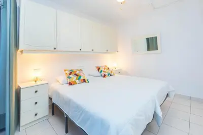 Cama o camas de una habitación en Home with Terrace in Playa del Ingles-Pool & Beach