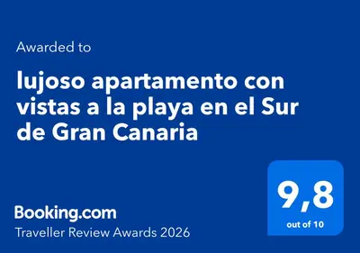 Certificado, premio, señal o documento que está expuesto en lujoso apartamento con vistas a la playa en el Sur de Gran Canaria