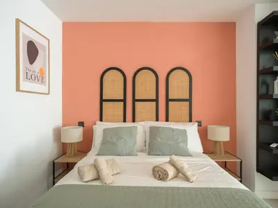 Cama o camas de una habitación en Bello estudio en el corazón de Las Palmas GB1C