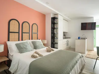 Cama o camas de una habitación en Bello estudio en el corazón de Las Palmas GB1C