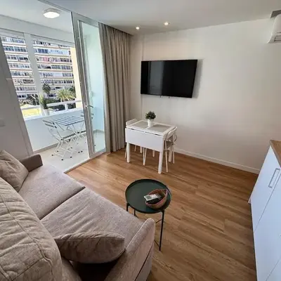 Modern apartment with pool and balcony