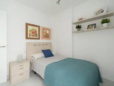 Cama o camas de una habitación en Apartment on Mogan Beach with Sea Views