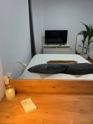 Cama o camas de una habitación en Ático tranquilo con vistas únicas al mar
