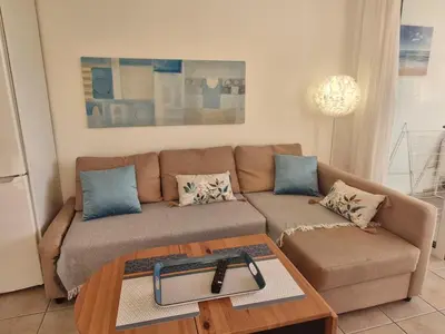 Zona de estar de Doñana - apartamento en la playa con impresionantes vistas al mar