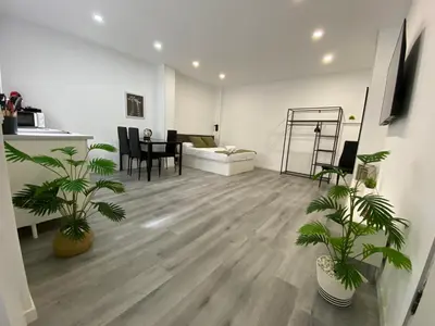 Una televisión o centro de entretenimiento en Loft La Jirafa