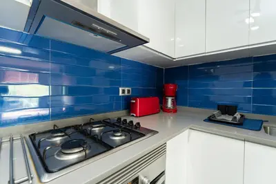 Una cocina o zona de cocina en Apartamentos Romandie by Saratur