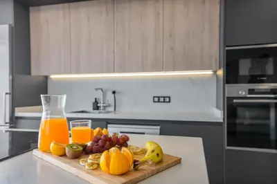 Una cocina o zona de cocina en Villa Aurea, Piscina privada, Solárium, Vistas
