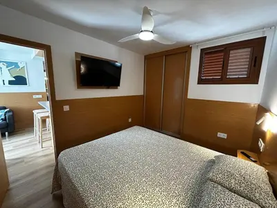 Cama o camas de una habitación en Modern spacious 3 bedroom apartment In Playa Del Ingles