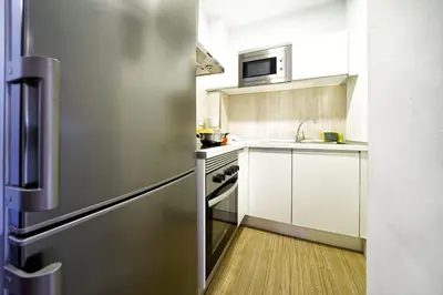 Una cocina o zona de cocina en Estudio con terraza vista mar II