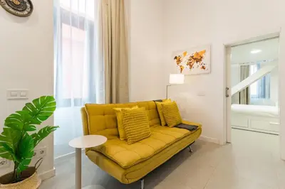 Zona de estar de Beachside Groundfloor Apartment Las Canteras Shared Rooftop