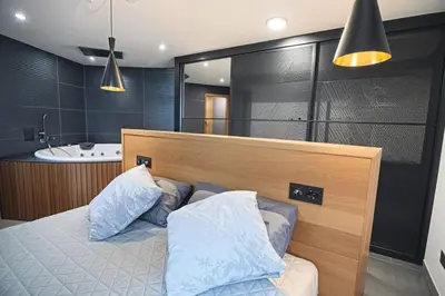 Cama o camas de una habitación en Apartamento Luxury a pie de playa