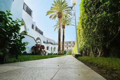 Jardín al aire libre en Playamar Bungalows
