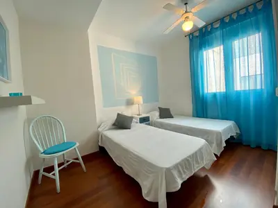 Cama o camas de una habitación en Apartamento con vistas