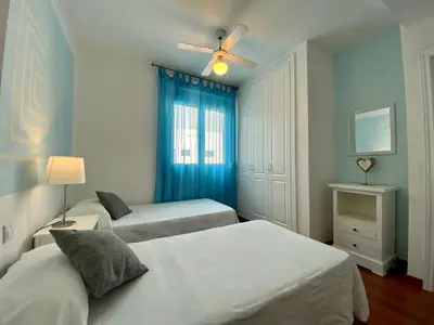 Cama o camas de una habitación en Apartamento con vistas