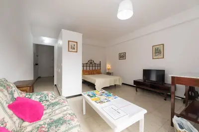 Una televisión o centro de entretenimiento en Loft luminoso y amplio muy cerca de Las Canteras