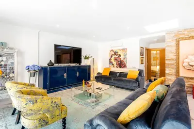 Zona de estar de Luxury Penthouse Puerto de Mogan with great terrace and sea view
