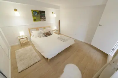 Cama o camas de una habitación en ACOGEDORA CASITA CERCA DEL MAR