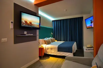 Cama o camas de una habitación en Hotel Apartamento Bajamar
