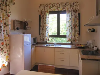 Una cocina o zona de cocina en Vivelorural casa El Gargujo con piscina