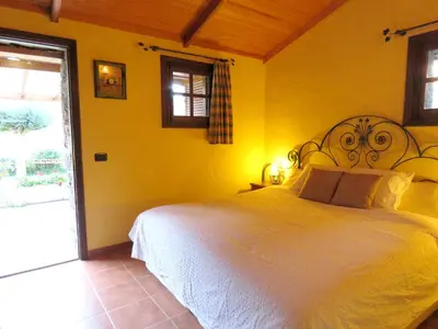 Cama o camas de una habitación en Cozy villa in San Bartolomé, 130 m², pool