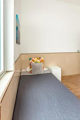 Cama o camas de una habitación en SALINETAS BLUE SURF HOUSE