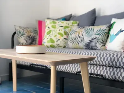 Zona de estar de Puerto de Mogan - Little Venecia Harbour Apt 324 with 40sqm rooftop terrace, Scandinavian interior - Gran Canaria