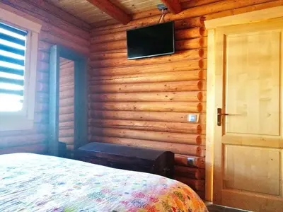 Una televisión o centro de entretenimiento en Wild House