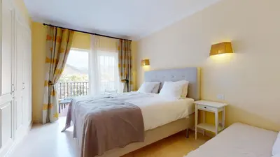 Cama o camas de una habitación en Charmante Wohnung direkt am Meer, kostenloses WLAN