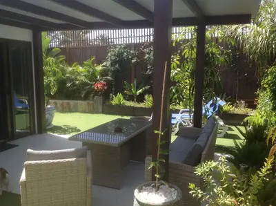 Jardín al aire libre en Bungalow Portos with amazing privet garden